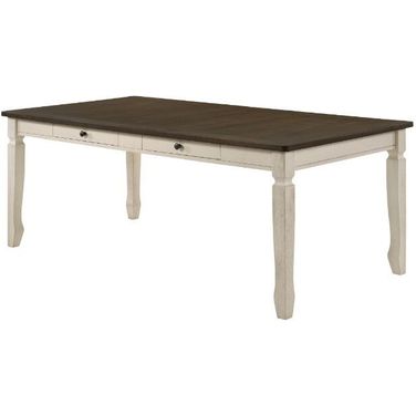 Acme Fedele Dining Table In Weathered Oak and Cream Finish