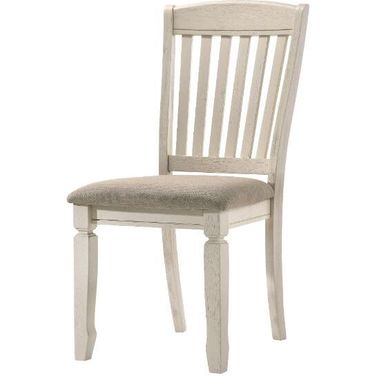 Acme Fedele Side Chair Set of 2 In Tan Fabric And Cream Finish