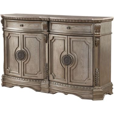 Acme furniture northville server with wood top in Antique Silver