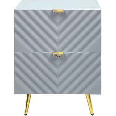 Acme Gaines Nightstand In Gray High Gloss Finish