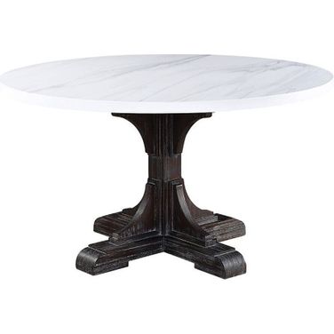 Acme Gerardo Dining Table In White Marble And Weathered Espresso