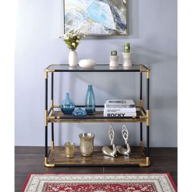 Acme Heleris Console Table In Black and Smoky Glass