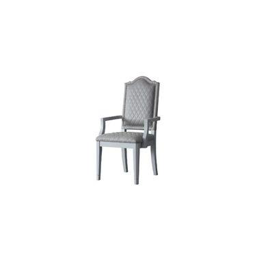 House Marchese Arm Chair In Two Tone Gray Fabric And Pearl Gray Finish