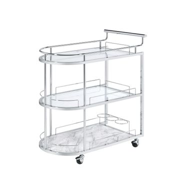 Acme Inyo Serving Cart In Clear Glass and Chrome Finish