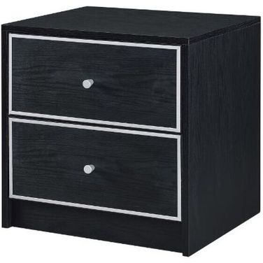 Acme Jabir Accent Table In Brown Walnut And Black Finish