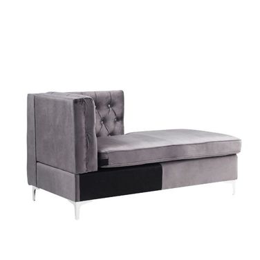 Acme Jaszira Modular Chaise In Gray Velvet