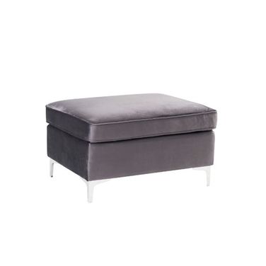 Acme Jaszira Ottoman In Gray Velvet