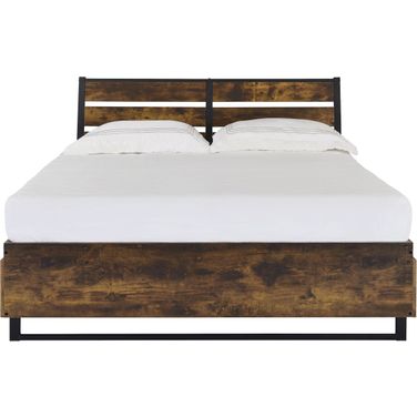 Acme Juvanth Eastern King Bed With Storage In Rustic Oak And Black Finish