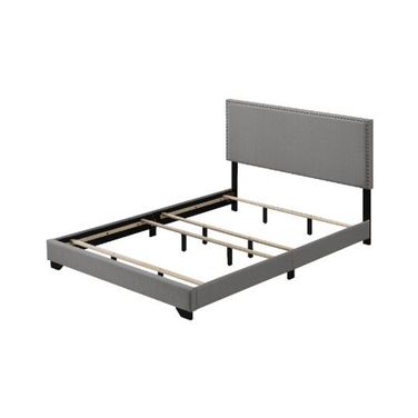 Acme Leandros Queen Bed In Light Gray Fabric