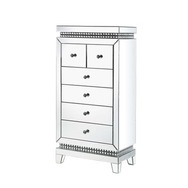Acme Lotus Cabinet In Mirrored And Faux Crystals Inlay