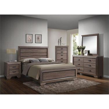 Acme Lyndon Panel Bedroom Set in Weathered Gray Grain