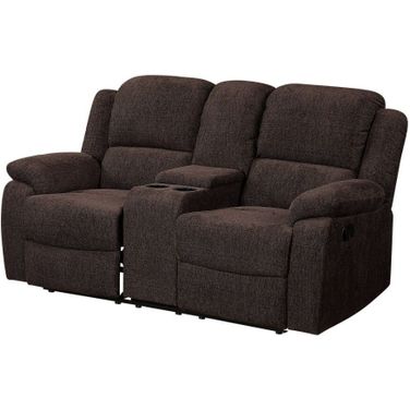 Acme Madden Motion Loveseat With Console In Brown Chenille