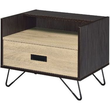 Acme Melkree Accent Table In Oak And Black Finish