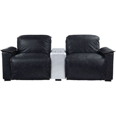 Acme Misezon Power Recliner In Black Top Grain Leather