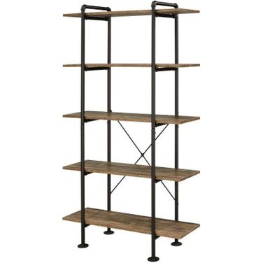 Acme Nefo Bookcase In Rustic Oak and Black Finish