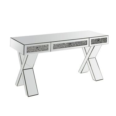 Noralie 3 Drawer Writing Desk In Clear Glass