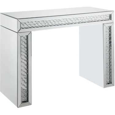 Nysa Vanity Desk In Mirrored And Faux Crystals