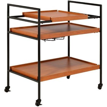 Acme Oaken Serving Cart In Honey Oak and Black