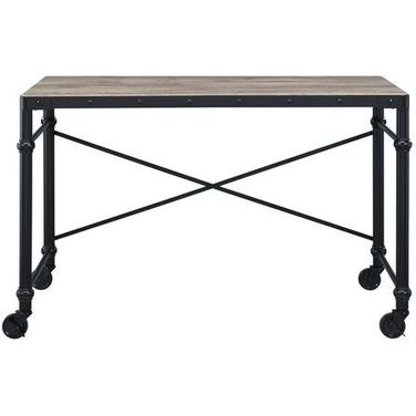 Acme Oklarth Writing Desk In Rustic Oak And Black Finish