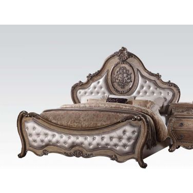 Acme Ragenardus Eastern King Bed In Pu And Vintage Oak
