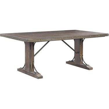 Acme Raphaela Dining Table In Weathered Cherry Finish