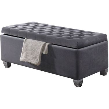 Acme Rebekah Bench With Storage In Gray Fabric