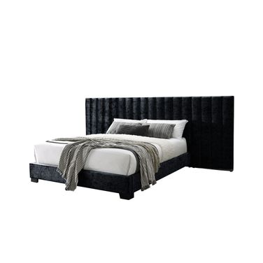 Acme Rivas Queen Bed In Black Fabric