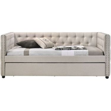 Acme Romona Full Daybed And Twin Trundle In Beige Fabric