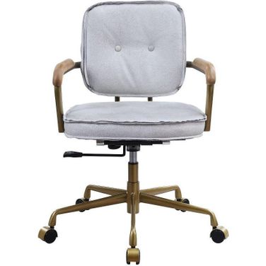Acme Siecross Office Chair In Vintage White Top Grain Leather