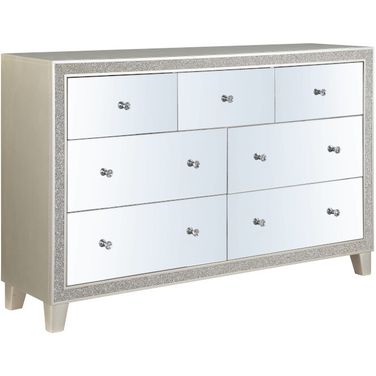Acme Sliverfluff Dresser In Mirrored And Champagne Finish