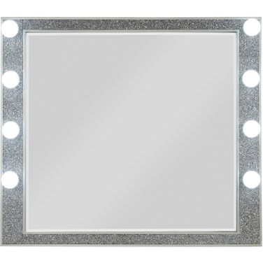 Acme Sliverfluff Mirror With Light In Mirrored And Champagne Finish