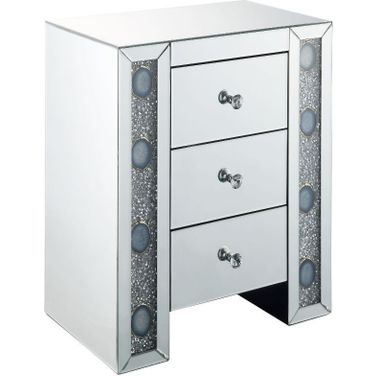 Acme Sonia Accent Table In Mirrored And Faux Agate