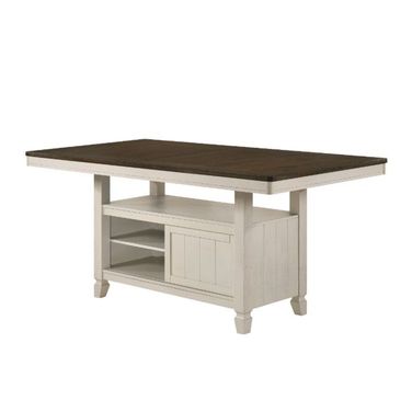 Acme Tasnim Counter Height Table In Oak And Antique White Finish