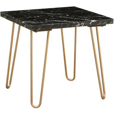 Telestis End Table in Black/Gold