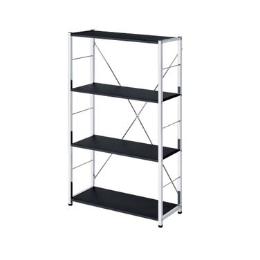 Acme Tennos Bookshelf In Black And Chrome Finish