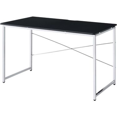 Acme Tennos Vanity Desk In Black And Chrome Finish