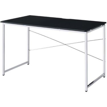 Acme Tennos Writing Desk In Black And Chrome Finish