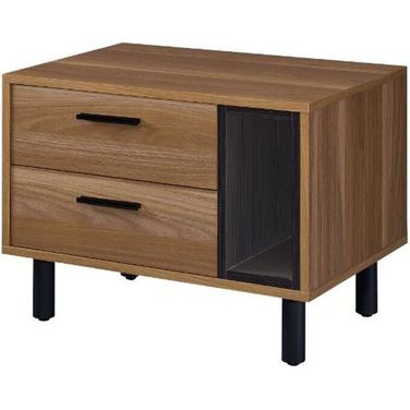 Acme Trolgar Accent Table In Brown Oak And Black Finish