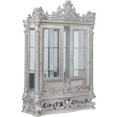 Acme Valkyrie Curio In Light Gold And Gray Finish