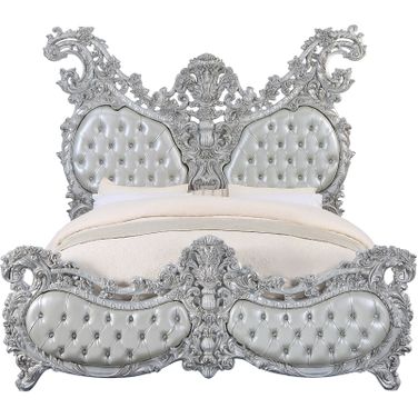 Acme Valkyrie Eastern King Bed In Light Gold And Gray Finish