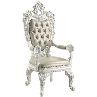 Acme Vanaheim Arm Chair Set Of 2 In Beige And Antique White Finish