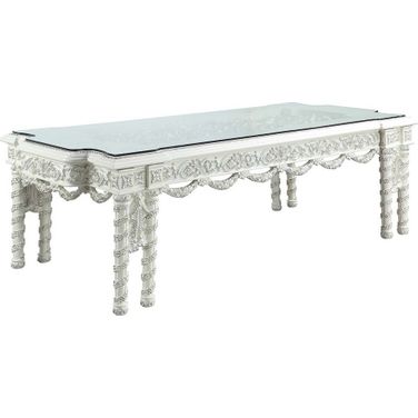 Acme Vanaheim Dining Table In Antique White Finish