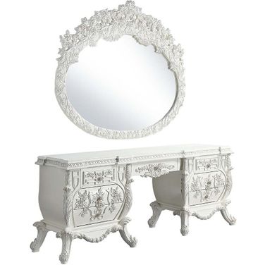 Acme Vanaheim Vanity Desk In Antique White Finish