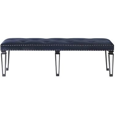 Varian II Bench In Black Velvet And Black And Sliver Finish