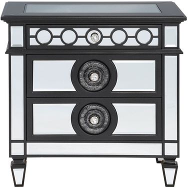 Varian II Nightstand In Black Velvet And Silver Finish