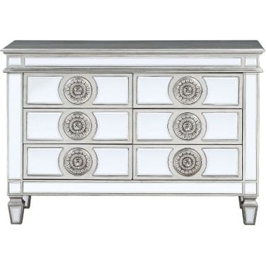 Varian 6 Drawer Server In Mirrored And Antique Platinum