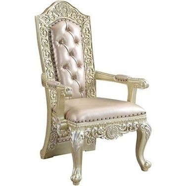Acme Vatican Arm Chair Set of 2 In Champagne Silver Finish