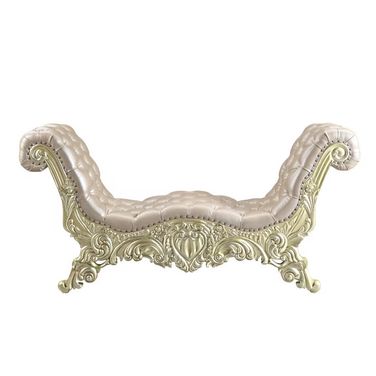 Acme Vatican Bench In Light Gold And Champagne Silver Finish