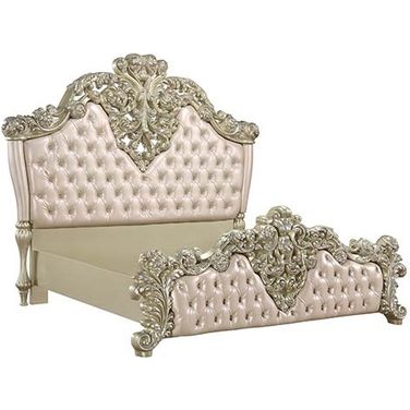 Acme Vatican Eastern King Bed In Light Gold And Champagne Silver Finish