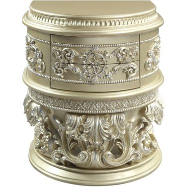 Acme Vatican Nightstand In Champagne Silver Finish